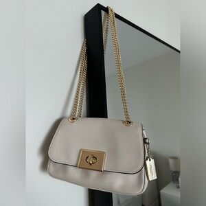Coach Cream White Purse with gold chain
